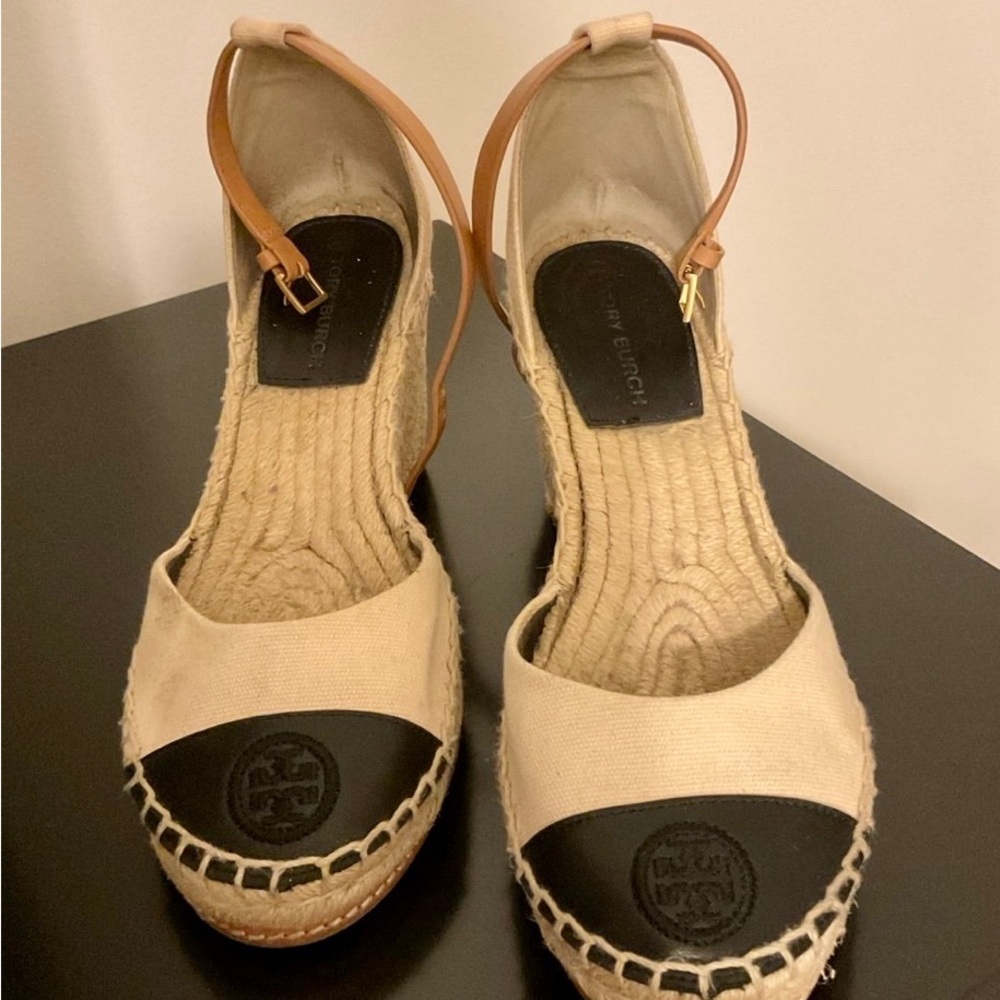Tory Burch Color Block Wedge Espadrille Sandals - Picture 12 of 13